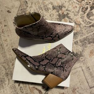 Lulus x Matisse - Spirit Black Snake Pointed Toe Ankle Booties